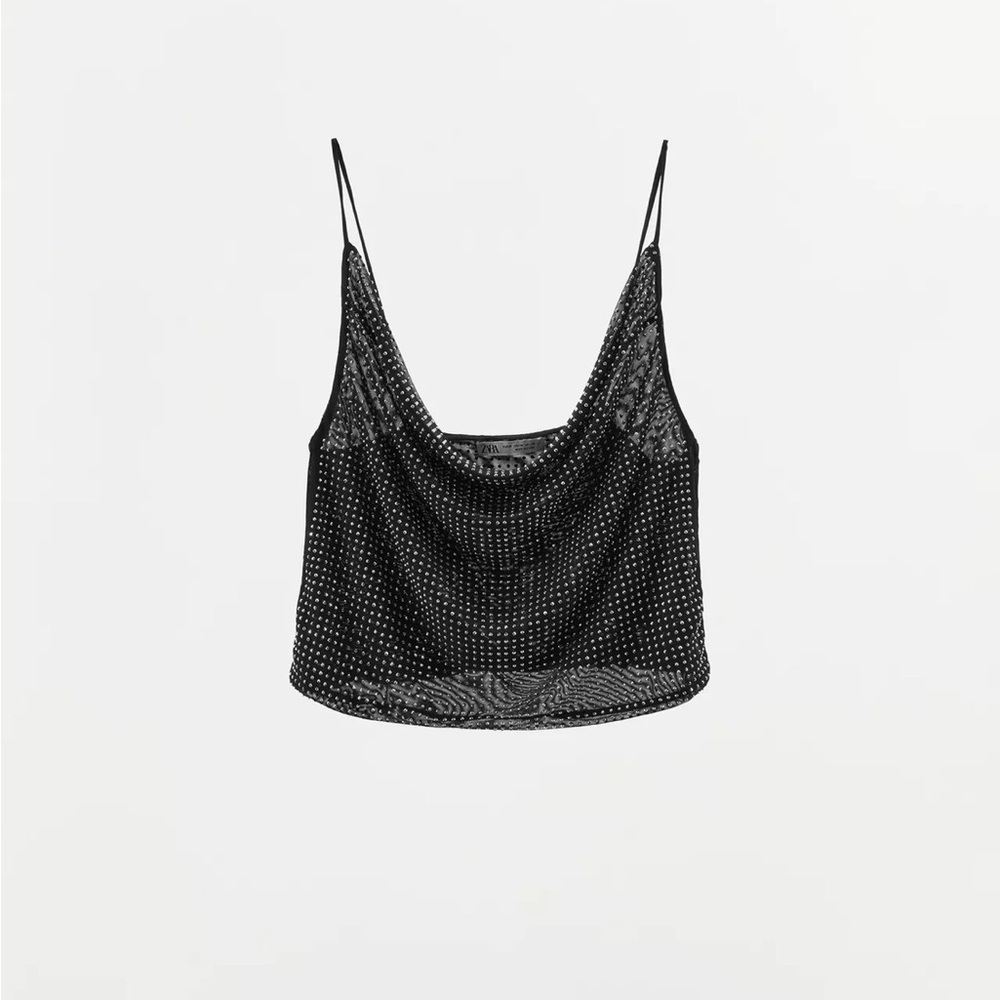 Zara Black Beaded Camisole Top